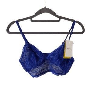 DKNY Blue Lace Bralette Womens Medium Sheer Lingerie Feminine Bra